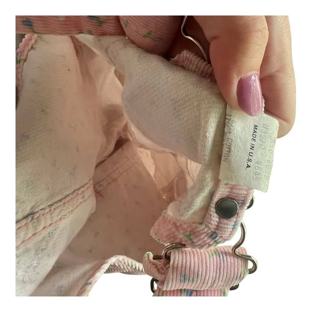 Vintage 90's Oshkosh B'gosh Pink Floral Corduroy Overalls 24m
